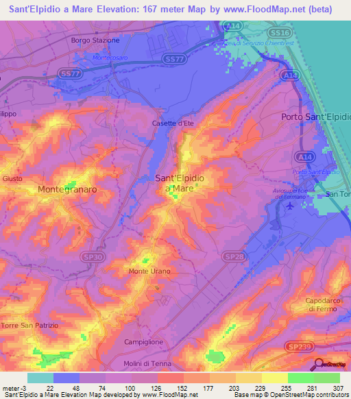 Sant'Elpidio a Mare,Italy Elevation Map