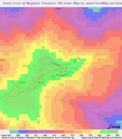 Santa Croce di Magliano,Italy Elevation Map