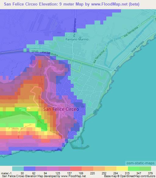 San Felice Circeo,Italy Elevation Map