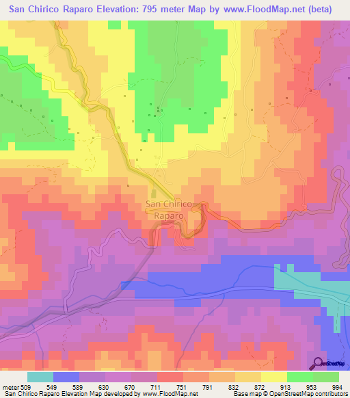 San Chirico Raparo,Italy Elevation Map