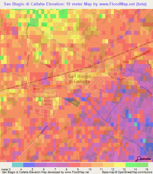 San Biagio di Callalta,Italy Elevation Map