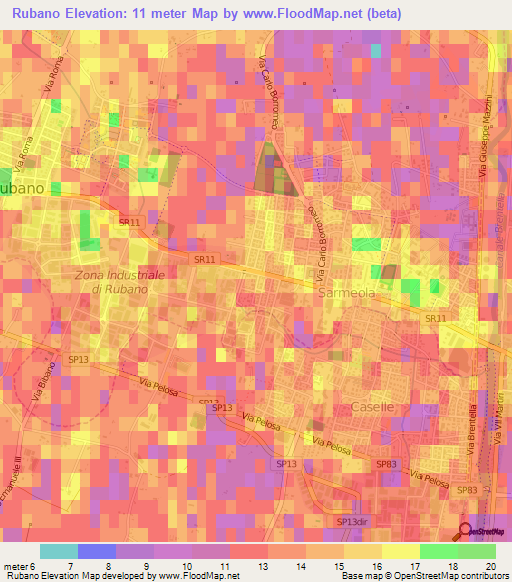 Rubano,Italy Elevation Map