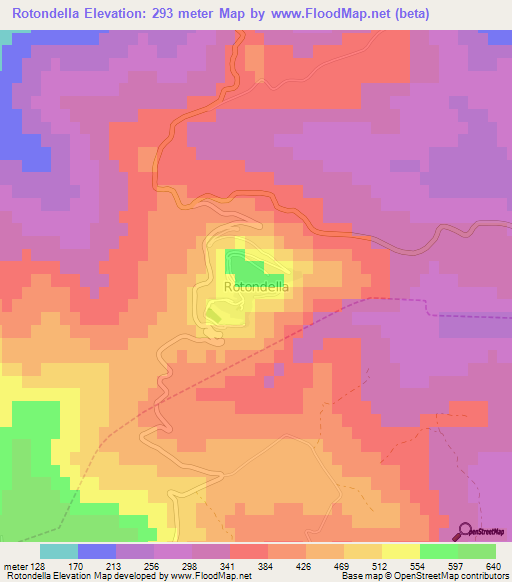 Rotondella,Italy Elevation Map