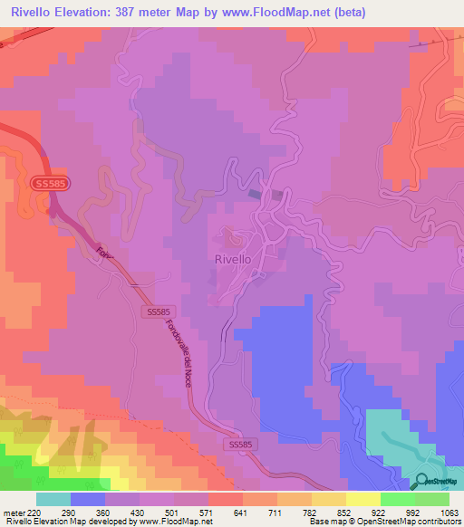 Rivello,Italy Elevation Map