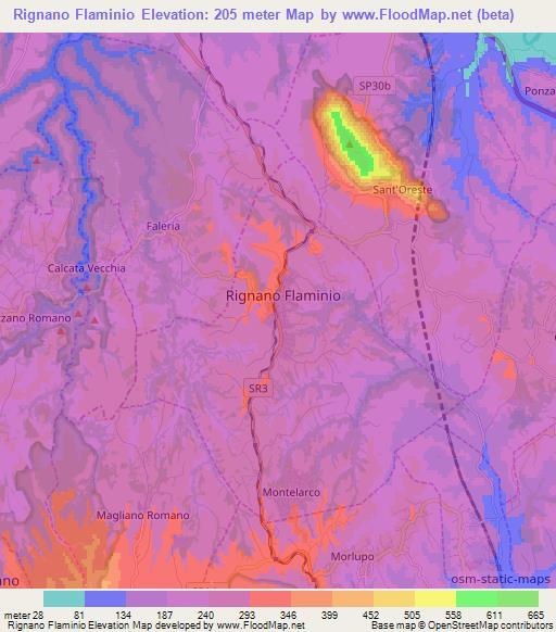 Rignano Flaminio,Italy Elevation Map