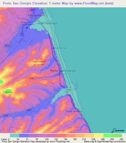 Porto San Giorgio,Italy Elevation Map