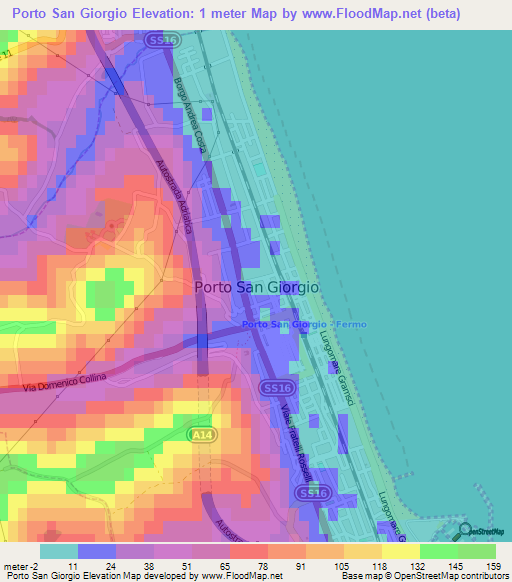 Porto San Giorgio,Italy Elevation Map