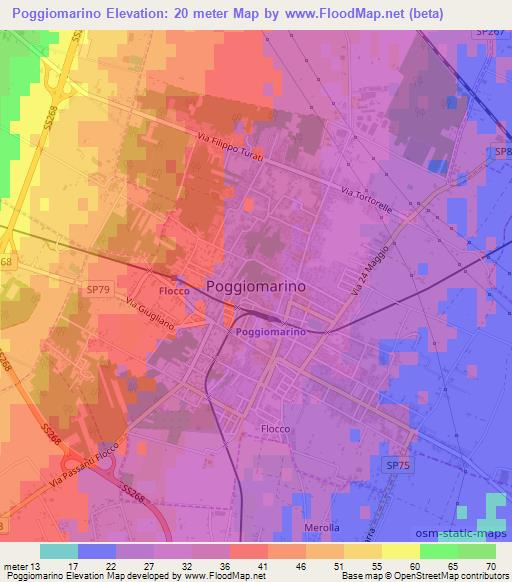 Poggiomarino,Italy Elevation Map