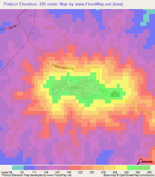 Pisticci,Italy Elevation Map