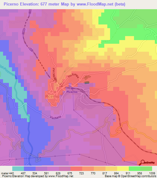 Picerno,Italy Elevation Map