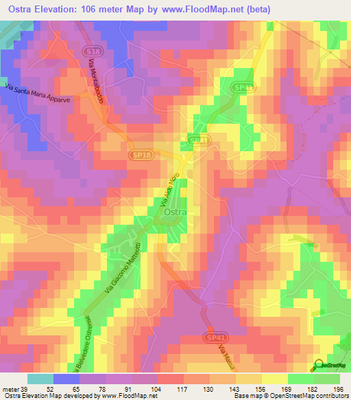 Ostra,Italy Elevation Map