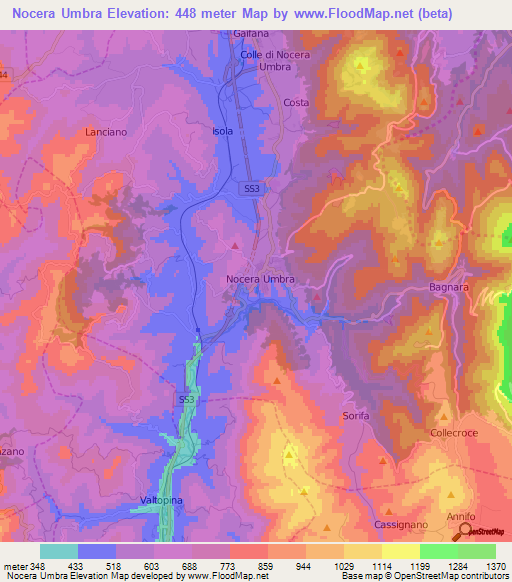 Nocera Umbra,Italy Elevation Map