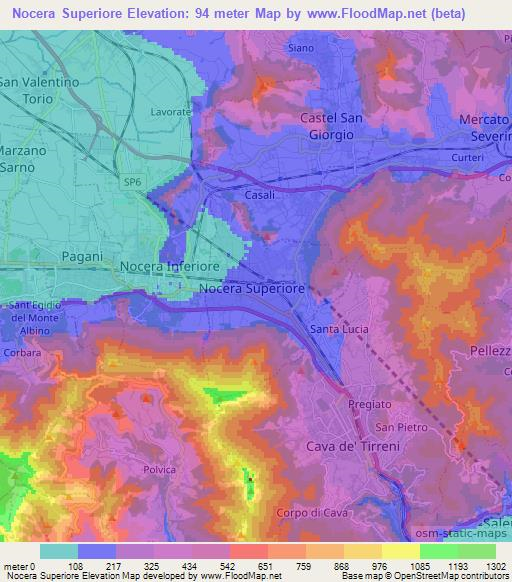 Nocera Superiore,Italy Elevation Map