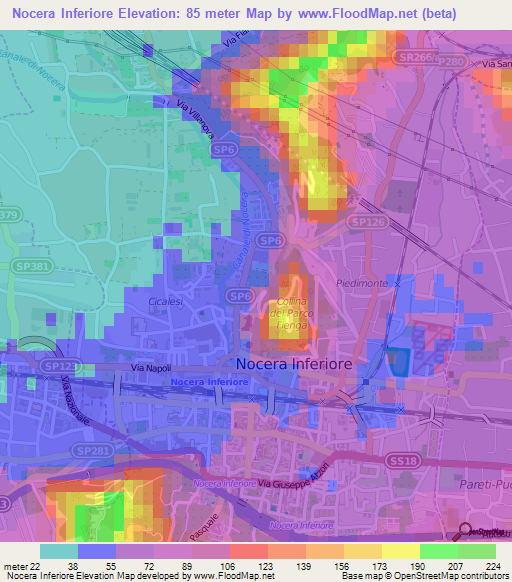 Nocera Inferiore,Italy Elevation Map