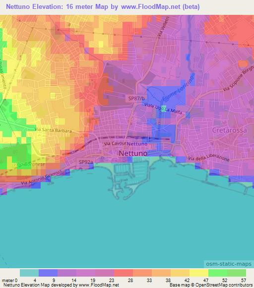 Nettuno,Italy Elevation Map