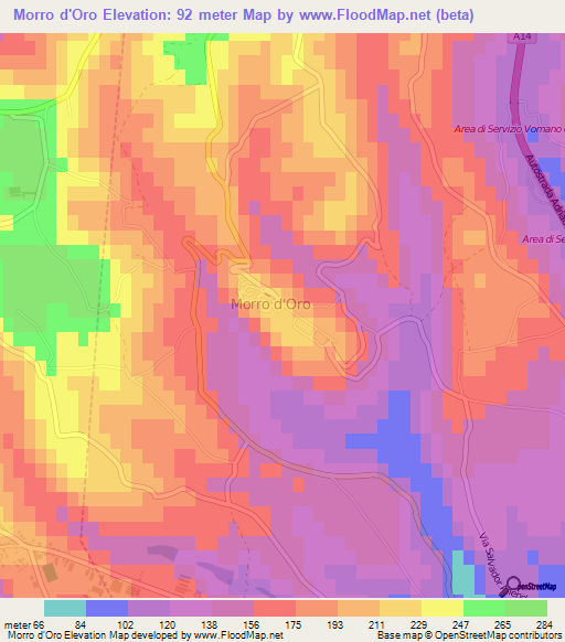 Morro d'Oro,Italy Elevation Map