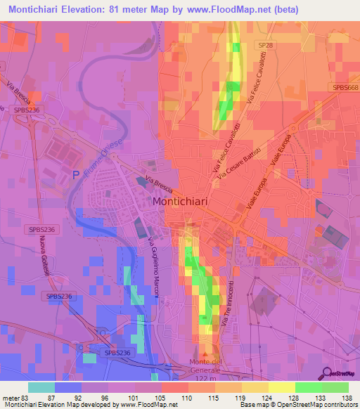 Montichiari,Italy Elevation Map