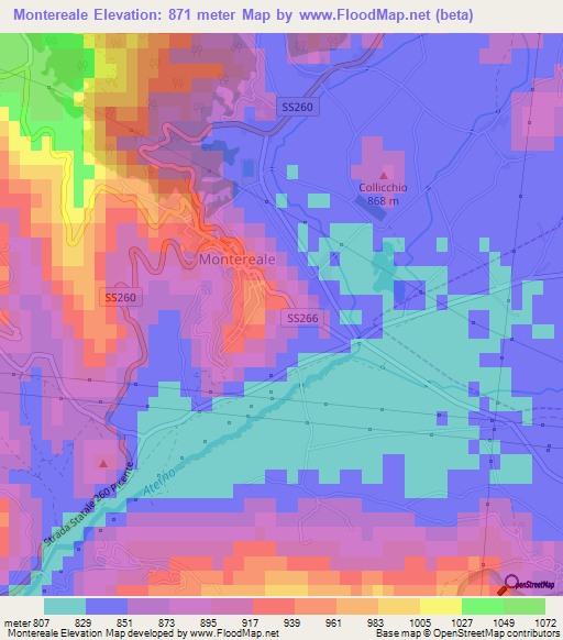 Montereale,Italy Elevation Map