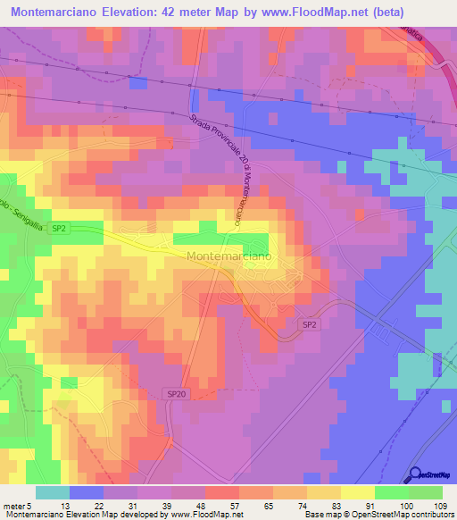 Montemarciano,Italy Elevation Map