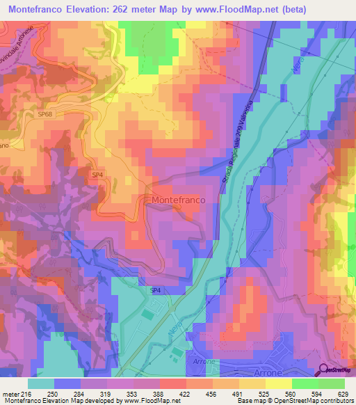 Montefranco,Italy Elevation Map