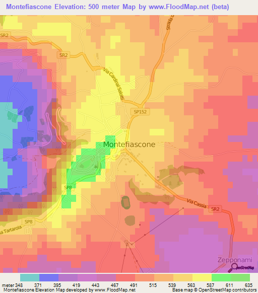 Montefiascone,Italy Elevation Map