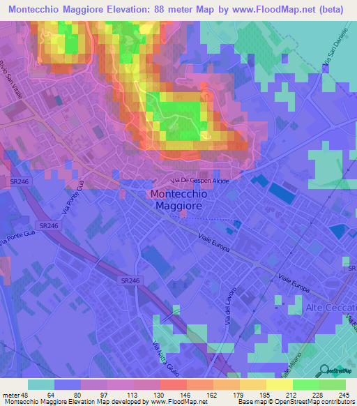 Montecchio Maggiore,Italy Elevation Map