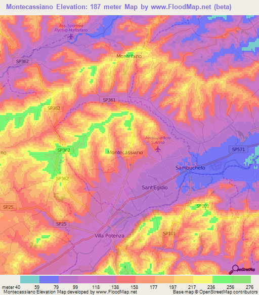 Montecassiano,Italy Elevation Map