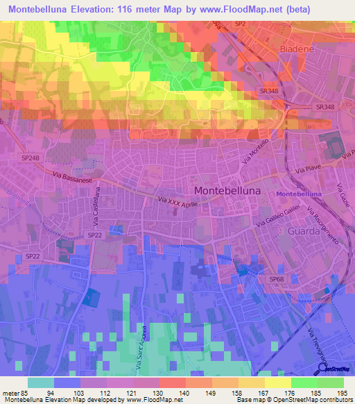 Montebelluna,Italy Elevation Map