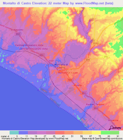 Montalto di Castro,Italy Elevation Map