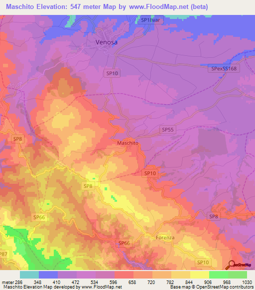 Maschito,Italy Elevation Map