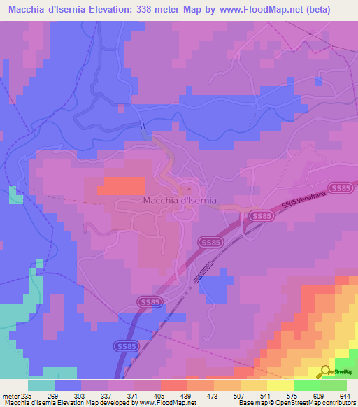 Macchia d'Isernia,Italy Elevation Map