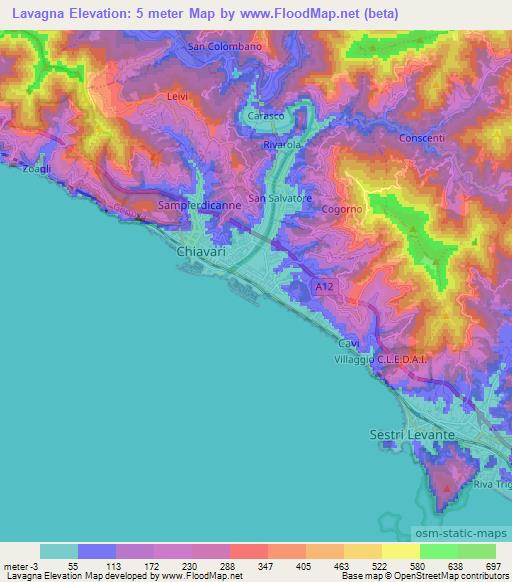 Lavagna,Italy Elevation Map