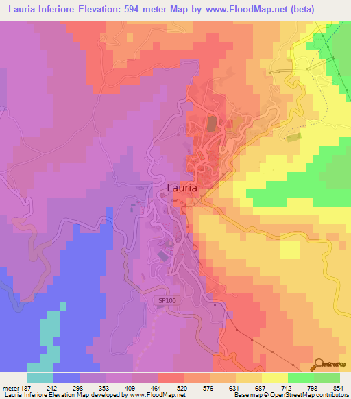 Lauria Inferiore,Italy Elevation Map