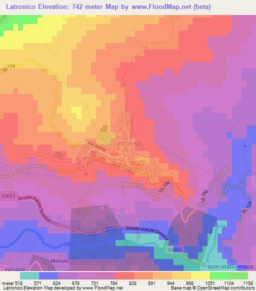 Latronico,Italy Elevation Map