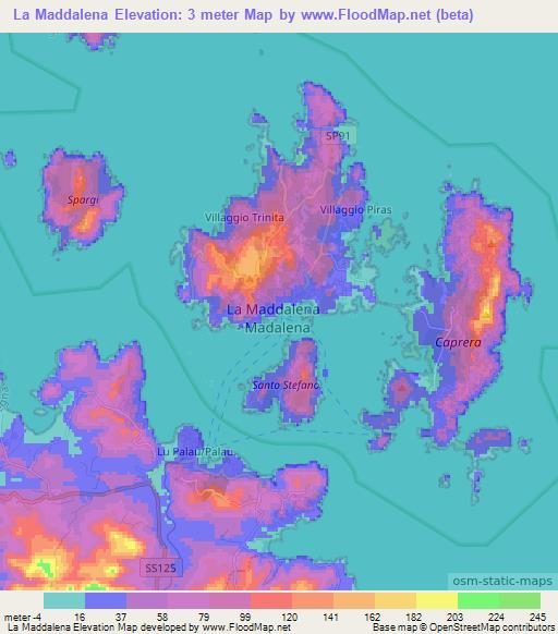 La Maddalena,Italy Elevation Map