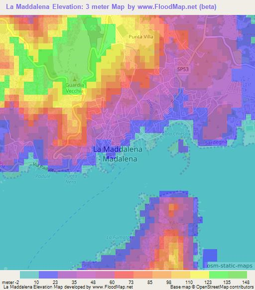 La Maddalena,Italy Elevation Map