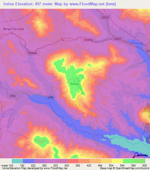 Irsina,Italy Elevation Map