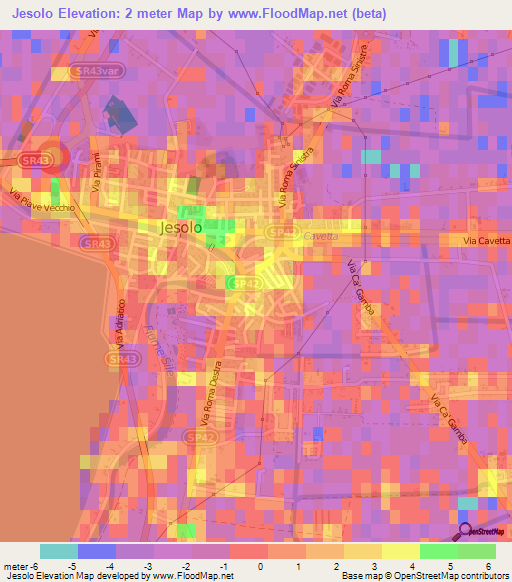 Jesolo,Italy Elevation Map