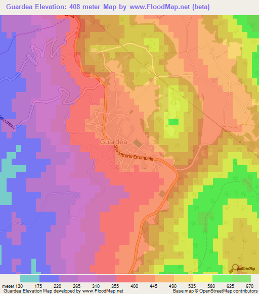 Guardea,Italy Elevation Map