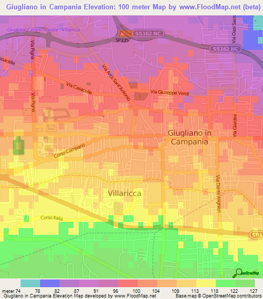 Giugliano in Campania,Italy Elevation Map