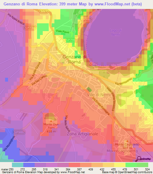 Genzano di Roma,Italy Elevation Map