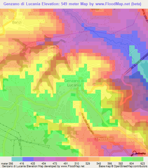 Elevation of Genzano di Lucania,Italy Elevation Map, Topography, Contour