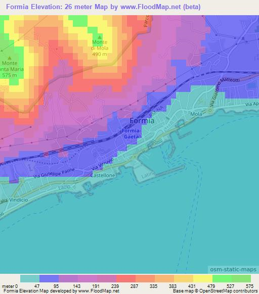 Formia,Italy Elevation Map