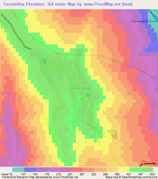 Ferrandina,Italy Elevation Map