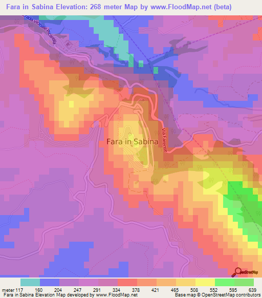 Fara in Sabina,Italy Elevation Map