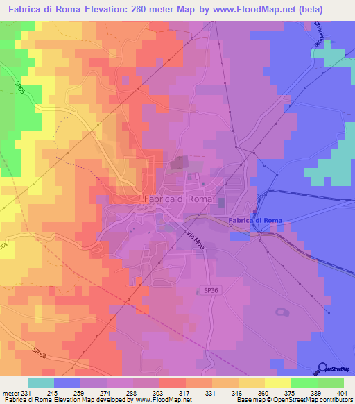 Fabrica di Roma,Italy Elevation Map
