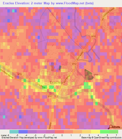 Eraclea,Italy Elevation Map