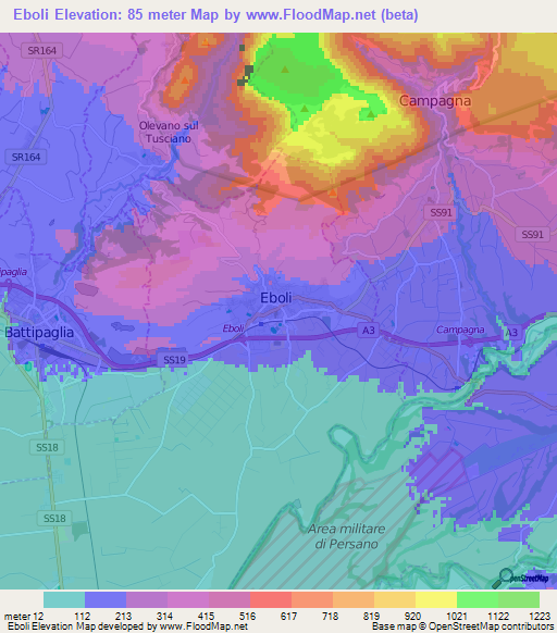 Eboli,Italy Elevation Map