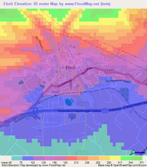 Eboli,Italy Elevation Map