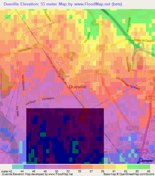 Dueville,Italy Elevation Map